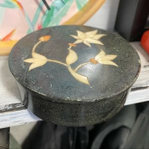 Hand-Carved Black Marbled Floral Box